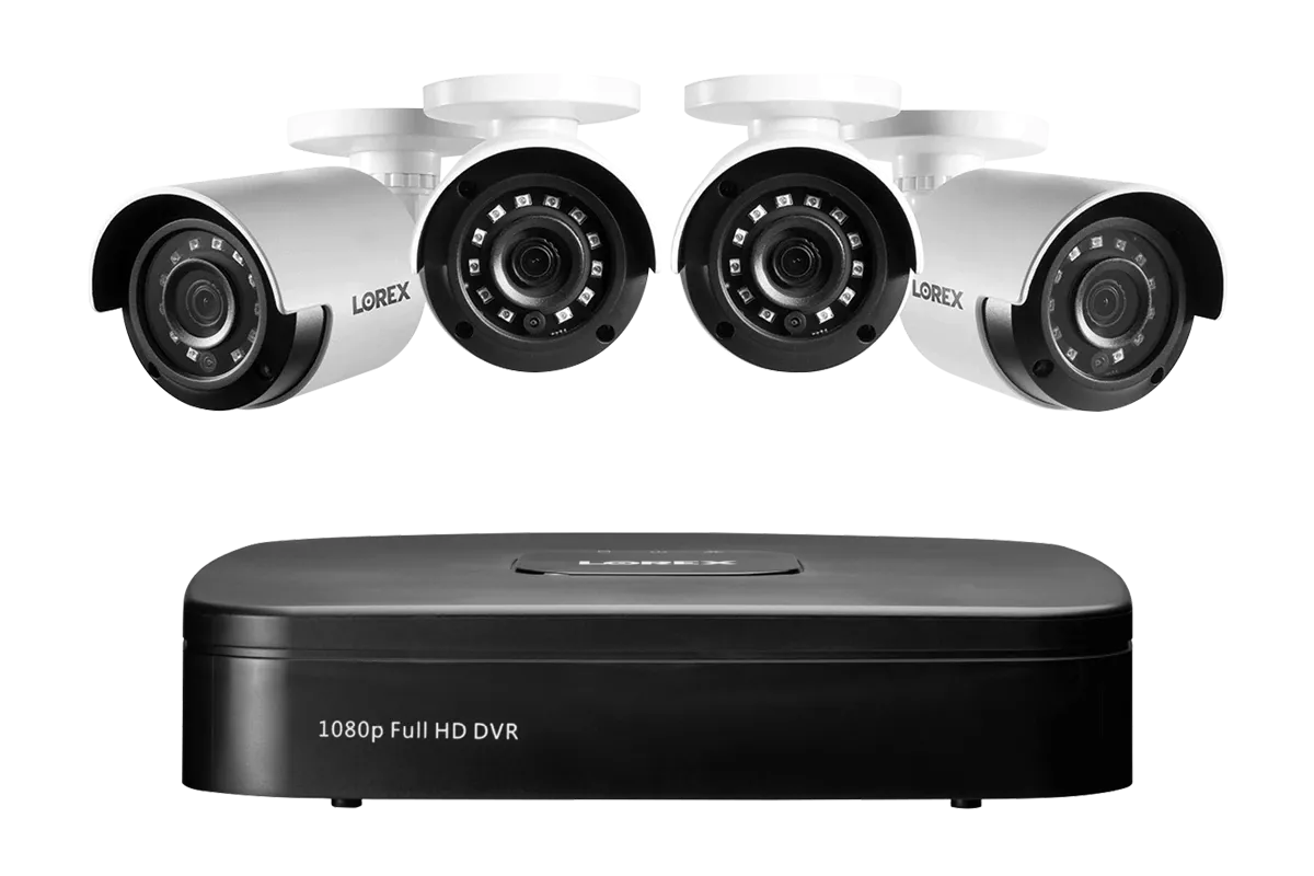 1080p 4-Channel 1TB Wired DVR System with 4 Cameras