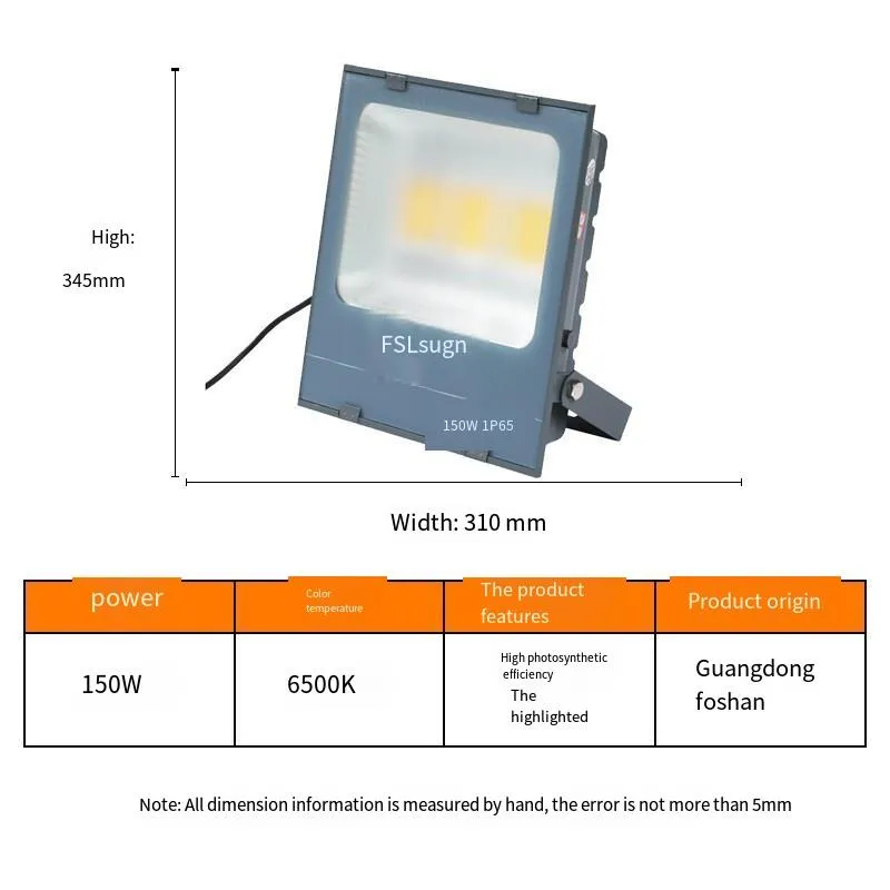 150W LED Floodlights White Light IP65 Flood Light Outdoor Waterproof High Power Floodlight Courtyard Street Lamp 6500K