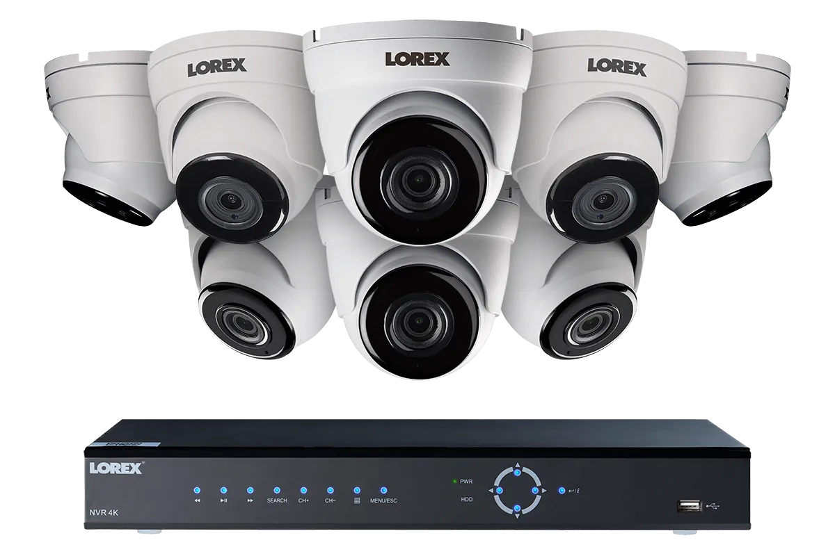 2K Super HD IP NVR security camera system with eight 2K (5MP) IP dome cameras with audio and color night vision