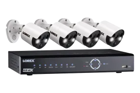 4K Ultra HD IP NVR System with 4 Active Deterrence Security Cameras, 130ft Night Vision