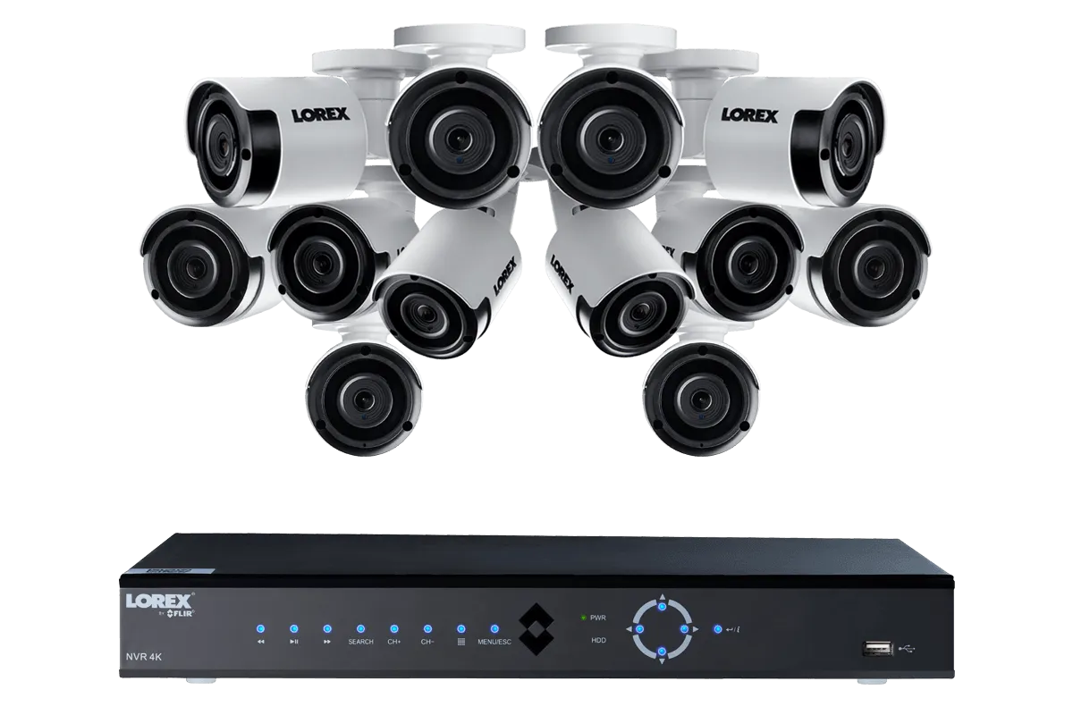 4K Ultra HD IP NVR system with twelve 2K (5MP) IP cameras