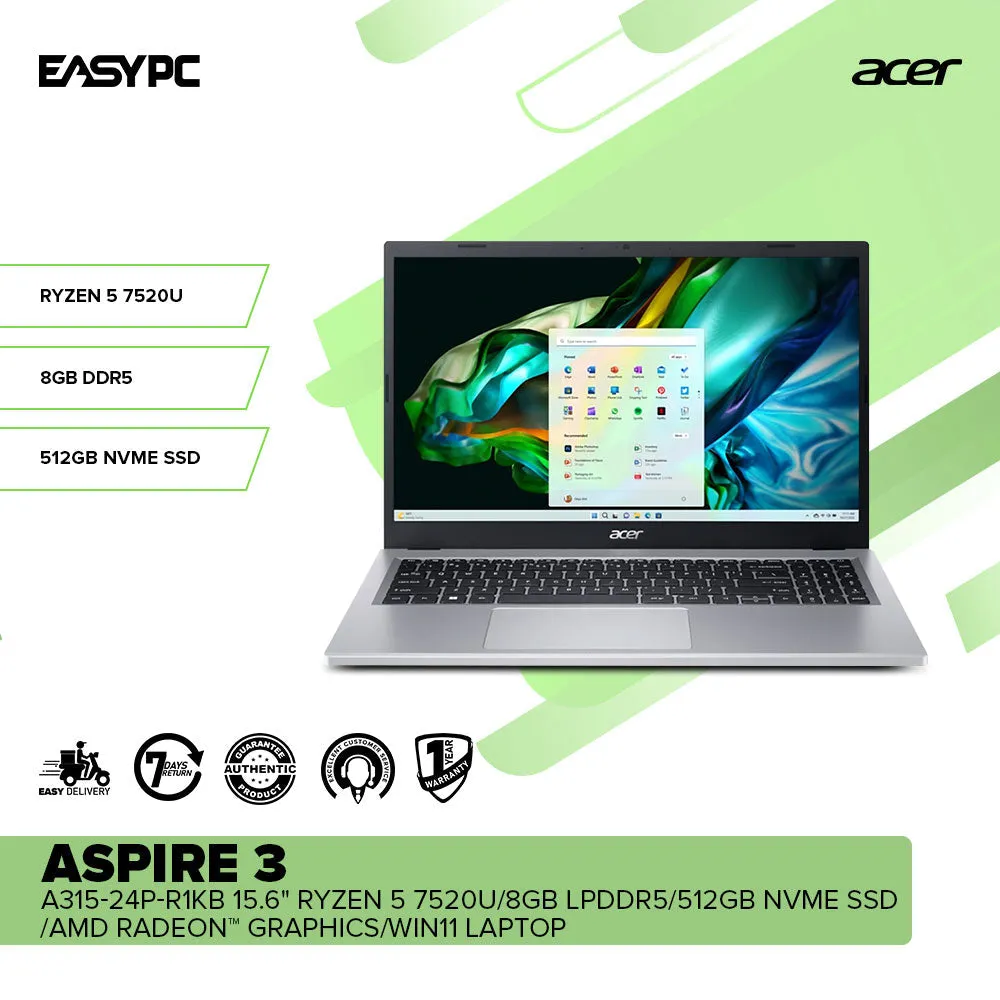 ACER ASPIRE 3 A315-24P-R1KB 15.6" Ryzen 5 7520U Laptop