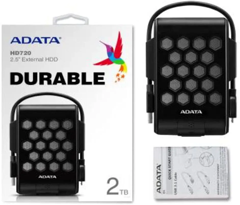 ADATA HD720 SHOCK-PROOF MILITARY GRADE TRIPLE-LAYER PROTECTION EXTERNAL HARD DRIVE 2TB (BLACK)