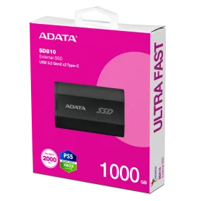 ADATA SD810 1TB Portable USB Type-C 3.2 Gen 2x2 Portable SSD - Black 黑色 (SD810-1000G-CBK)