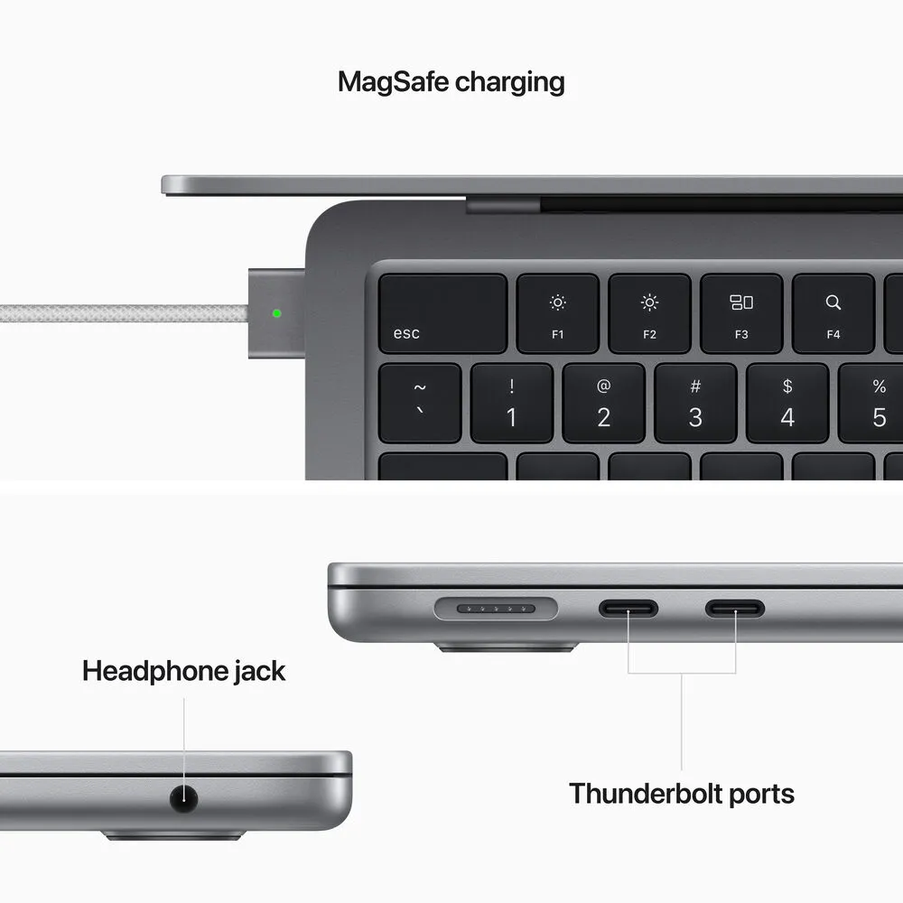 Apple MacBook Air 13" Laptop (M2, 2022, 256/512GB SSD, 4-Colors)   Gray Bundle