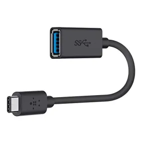 Belkin F2CU036btBLK USB-If Certified 3.0 USB Type C (USB-C) to USB A Adapter, Compatible with USB-C Devices Including New MacBook and Chromebook Pixel