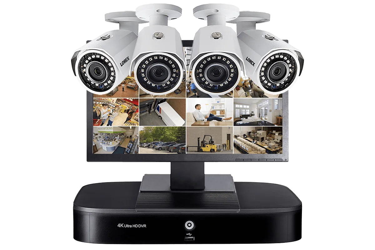 Complete Security Camera System with 8-Channel 4K DVR, Four 1080p Outdoor Security Cameras and Monitor