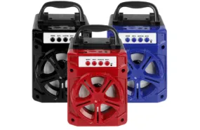 Fully Amplified 300 Watts Peak Power 6.5" Portable Bluetooth Speaker with LED Light, USB/SD/FM Radio, and Guitar/Microphone Input