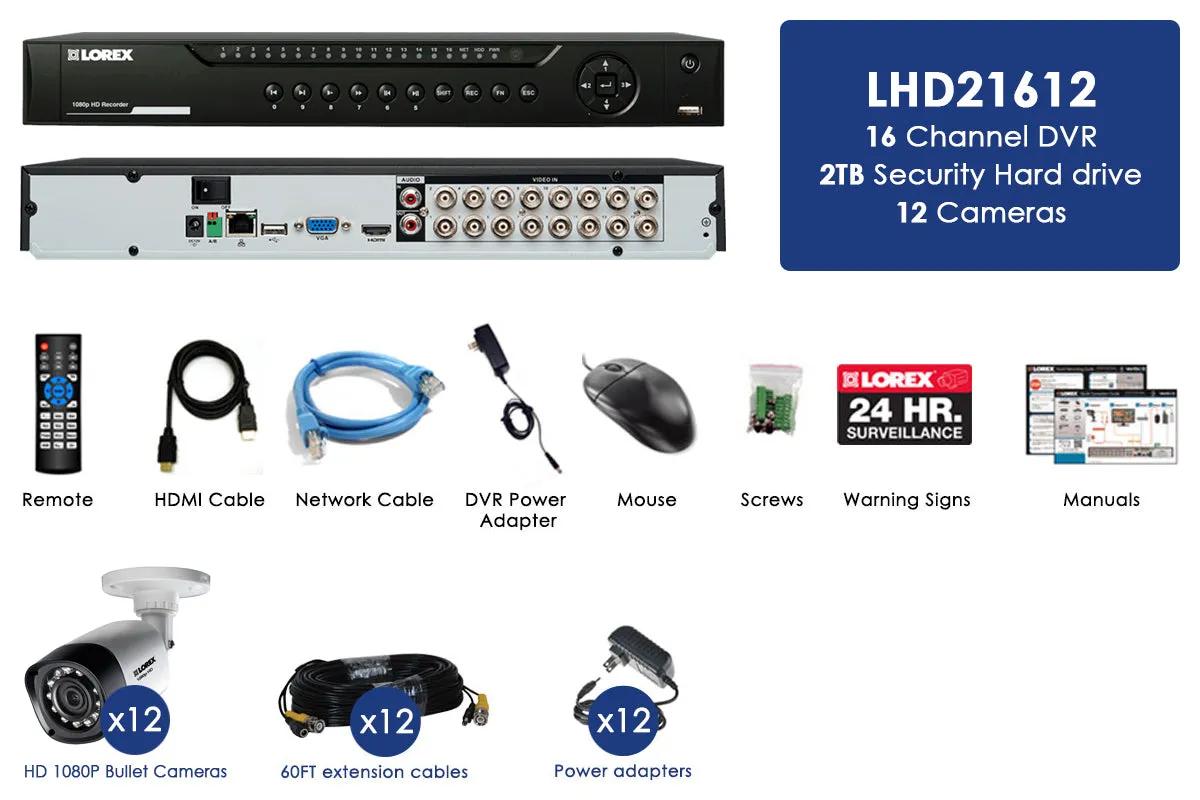 HD 1080p Surveillance Camera System with 12 Cameras