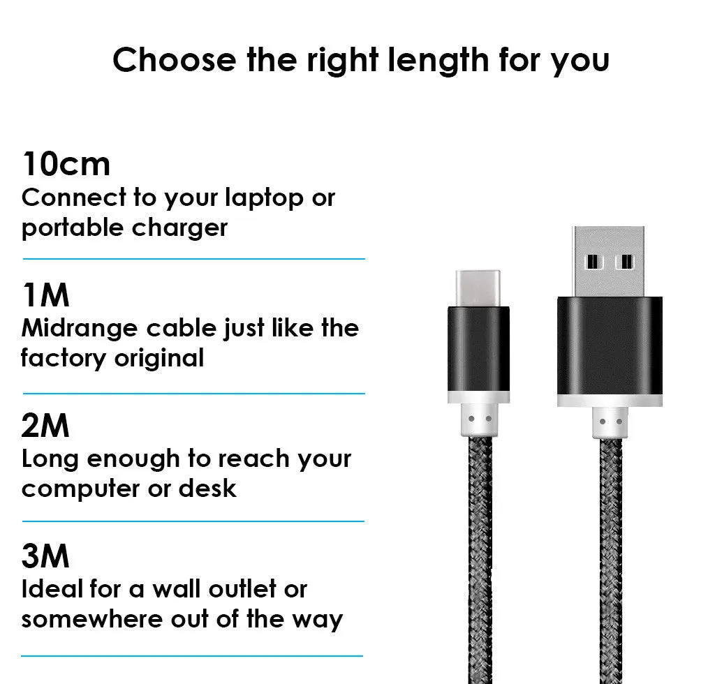 Heavy Duty Braided USB Type C 3.0 Data Sync Charger Charging Cable