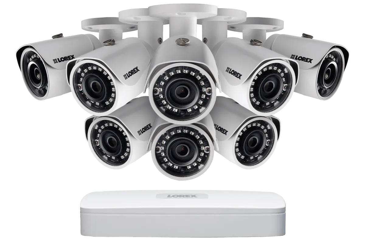 High Definition IP Security Camera System with 8 Channel NVR and 8 Outdoor 2K (3MP) IP Cameras