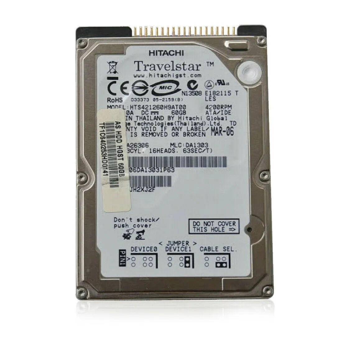 Hitachi 2.5" 60GB 4200rpm 2MB IDE Internal Hard Drive 0A26306 HTS421260H9AT00