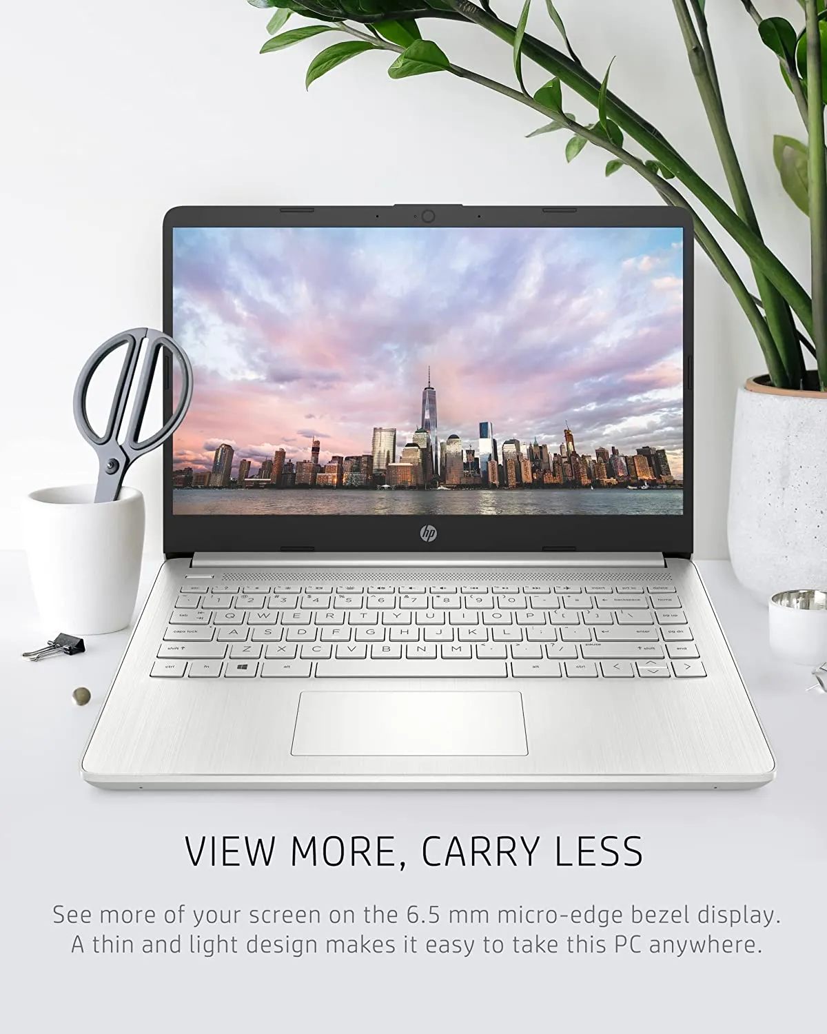 HP 14 Laptop, AMD Ryzen 5 5500U, 8 GB RAM, 256 GB SSD Storage, 14-inch Full HD Display, Windows 11 Home, Thin & Portable, Micro-edge & Anti-glare Screen, Silver (14-fq1025nr, 2021)