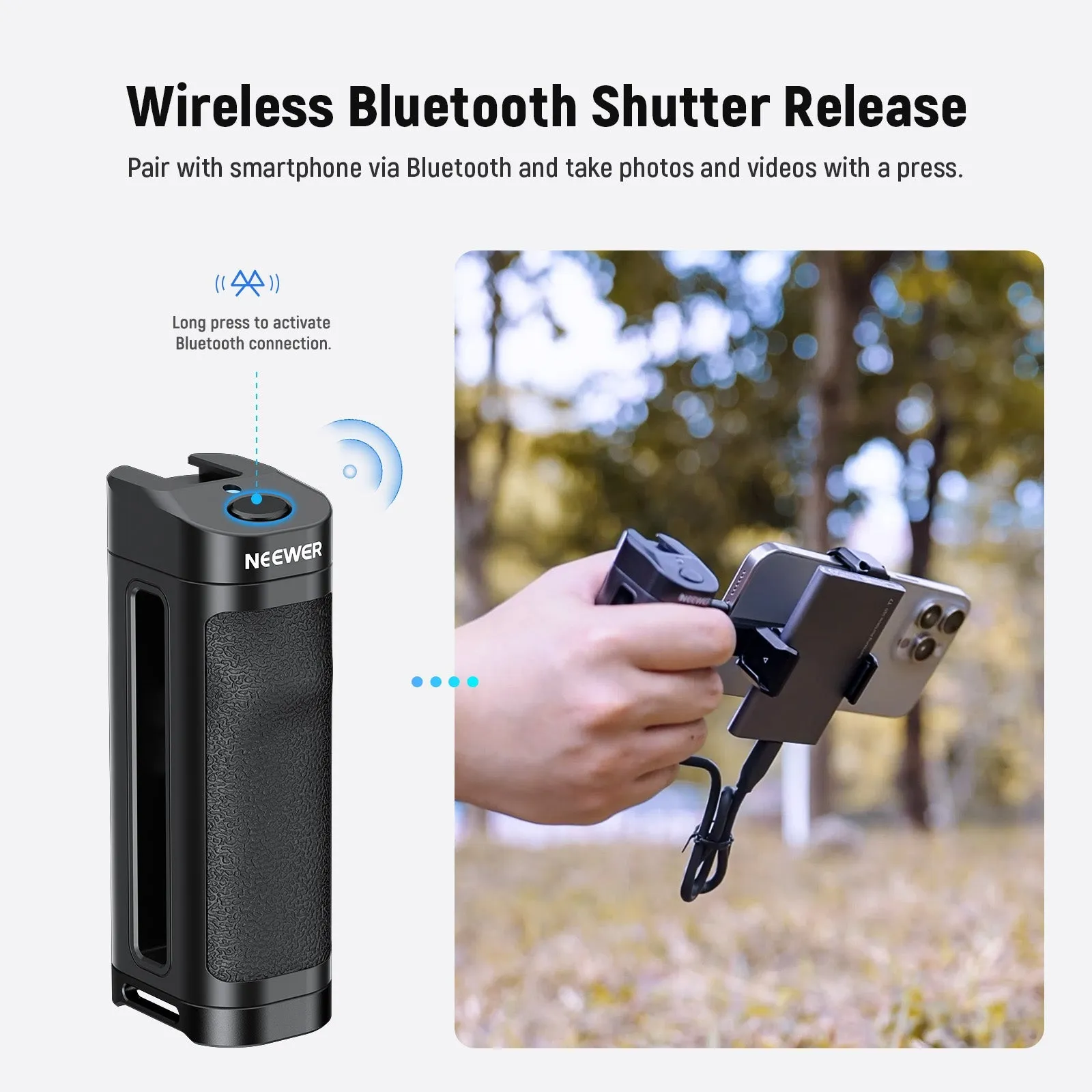 NEEWER PA028E Bluetooth Side Handle with Phone Holder & SSD Holder for 15 Pro Max