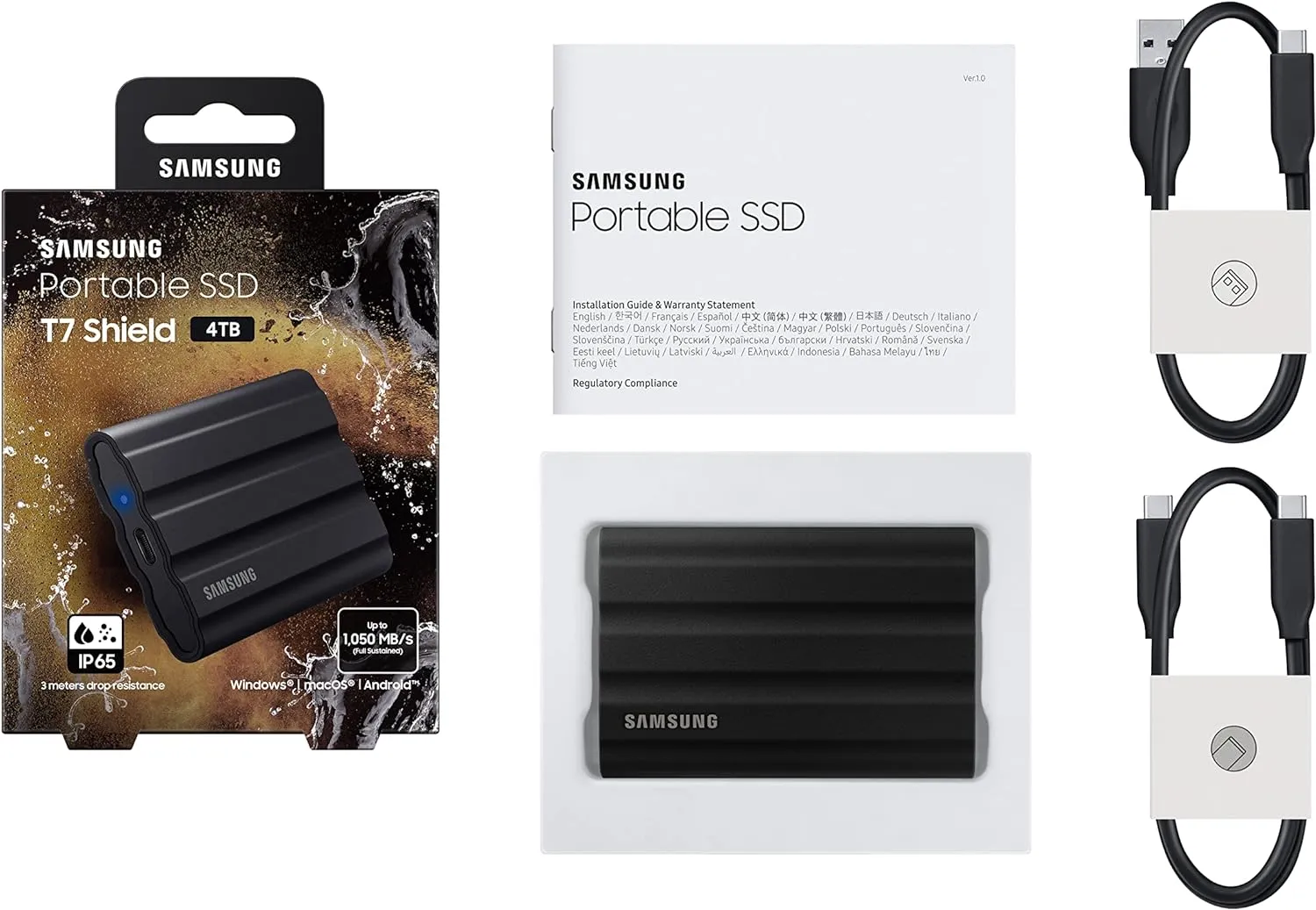 Samsung T7 Shield 4TB Portable SSD, USB 3.2 Gen 2, External Storage, Black, MU-PE4T0S