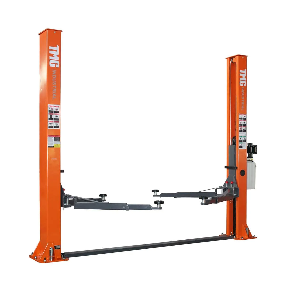 TMG Industrial 10,000-lb Two Post Floor Plate Auto Lift, Symmetric Arms, 77” Lift Height, Dual-Point Lock Release, TMG-TPL45