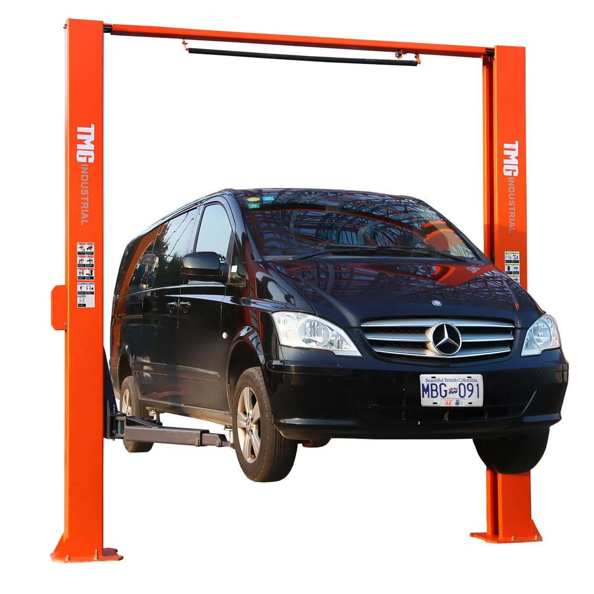 TMG Industrial 10,000-lb Two Post Overhead Auto Lift, Symmetric Arms, 72” Lift Height, Dual-Point Lock Release, TMG-ALT100