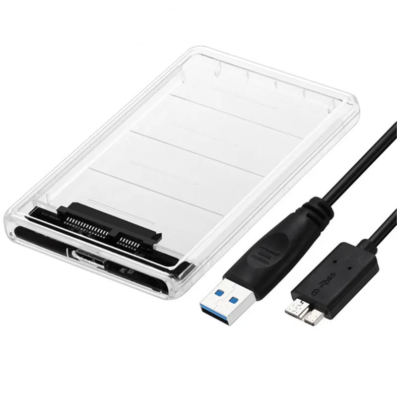 Transparent 5 Gbps HDD Enclosure USB 3.0 to SATA External 2.5 Inch Hard Drive SSD Case Tool Free Support 2TB Hard Disk Box