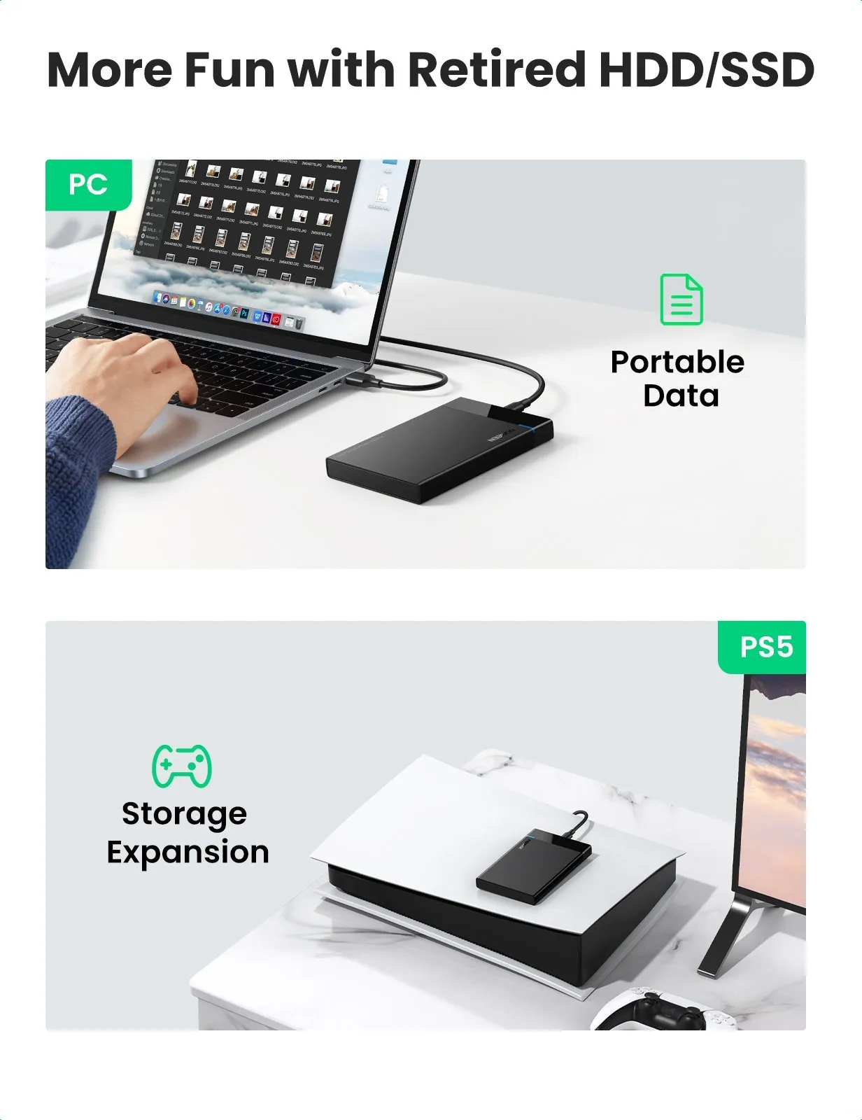 UGREEN USB C 2.5 Inches SATA III Hard Drive Enclosure