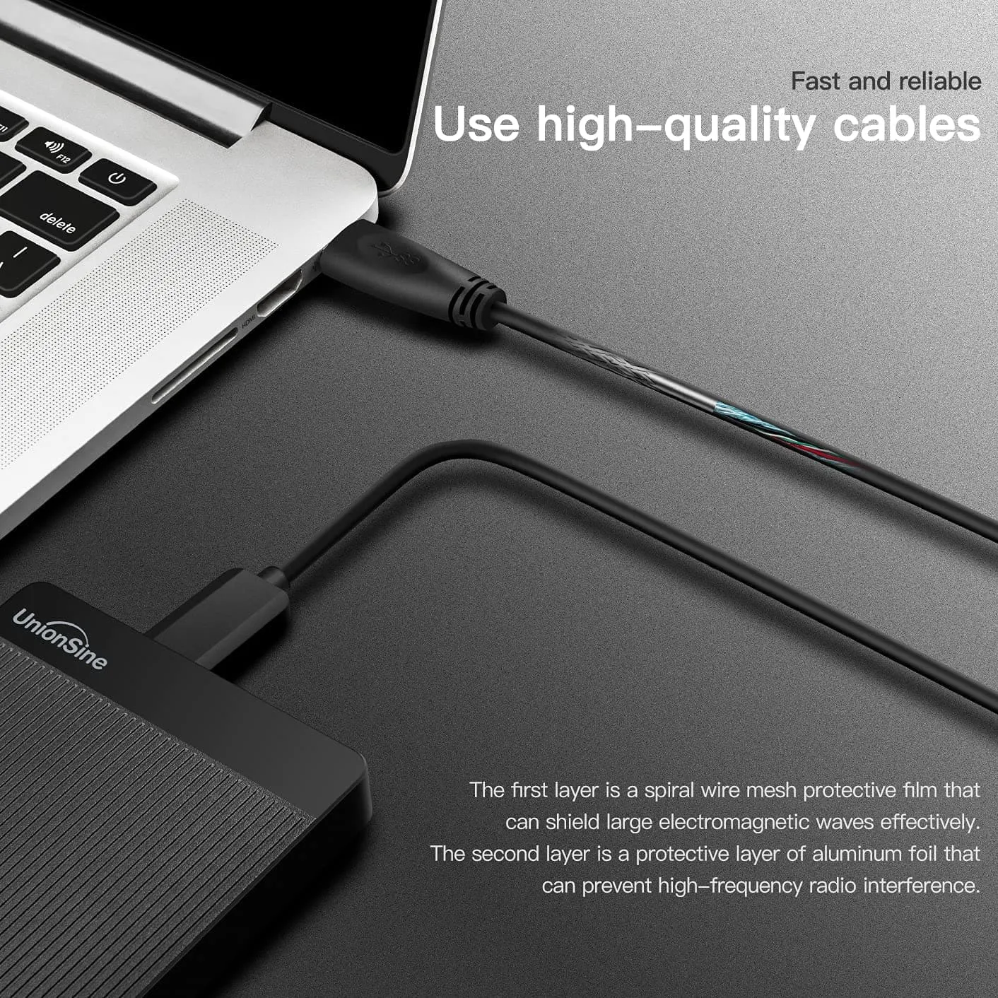 UnionSine 500GB Ultra Slim Portable External Hard Drive - USB 3.0 HDD Storage